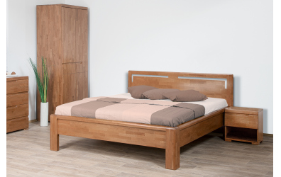 Manželská postel FLORENCIA čelo rovné, s výřezy L, 160x200 cm, buk cink