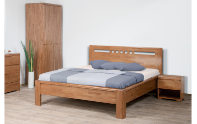 Manželská postel FLORENCIA čelo rovné, čtverečky ,160x200 cm, buk cink