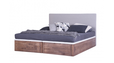 Manželská postel DREAMBOX s čalouněným čelem, čelní výklop 180x200 cm, buk cink