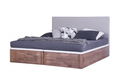 Manželská postel DREAMBOX s čalouněným čelem, čelní výklop 160x200 cm, buk cink