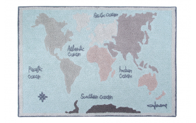 Koberec LORENA CANALS, mapa světa, modrá